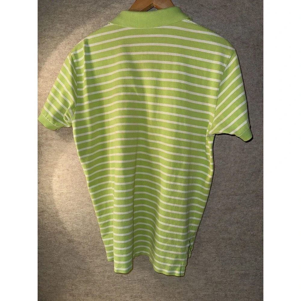 Polo Ralph Lauren Men’s VTG Polo Striped Pink Horse Sz Large, Stain In Pic